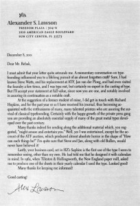 Alexander Lawson's reply to Theo Rehak's letter (Click to view enlarged image.)